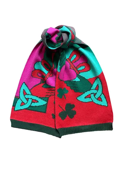 Cut out of a Patrick Francis Claddagh Knit Scarf with Trinity Knots 